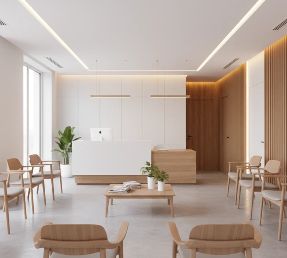 Helle und moderne Praxisräume der Praxis am Stadtpark